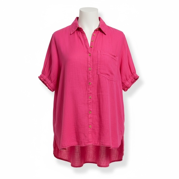 Anthropologie Pilcro 100% Linen Oversized button up blouse shirt size XL - Picture 2 of 8